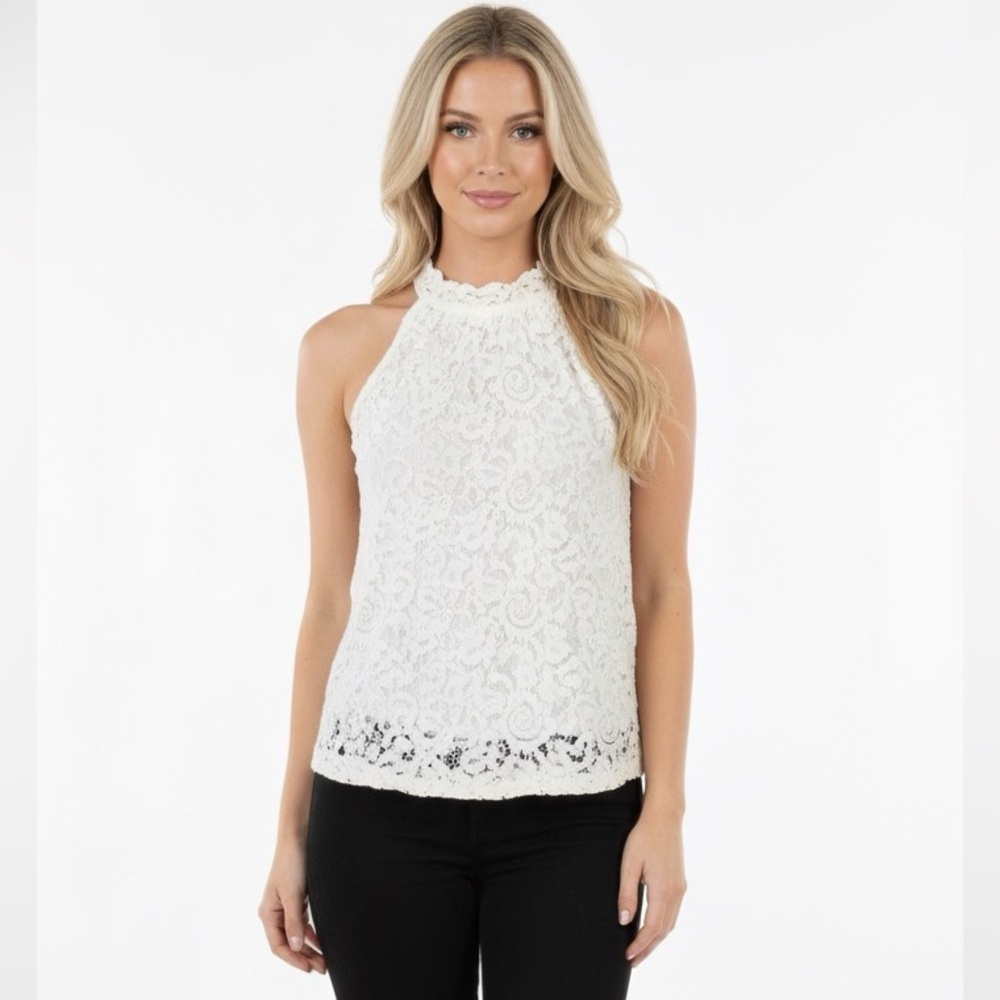 Tempted size medium ivory lace sleeveless top